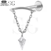 SGYS1177 Diamond-Shaped Zircon Dangle Labret – Titanium Jewelry