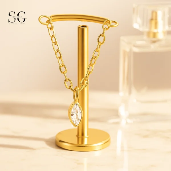 SGYS1178 Marquise Zircon Dangle Labret – Titanium Piercing Jewelry