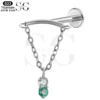 SGYS1179 Double Round Zircon Dangle Labret – Titanium Lip Jewelry