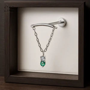 SGYS1179 Double Round Zircon Dangle Labret - Κοσμήματα Lip Titanium
