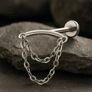 SGYS1180 Dual Chain Titanium Labret για το Lip and Ear Piercing