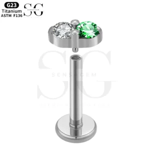SGYS1181 Δύο τόνοι CZ Titanium Labret για διάτρηση κοσμήματος