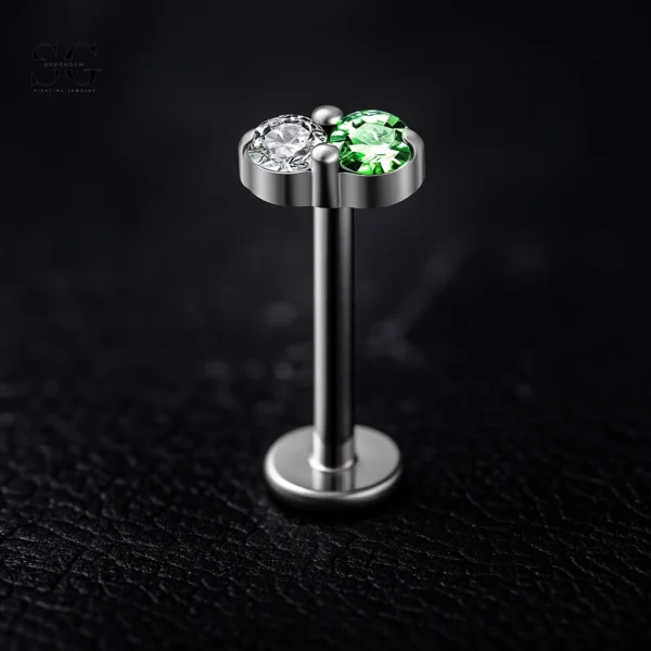 SGYS1181 Two-Tone CZ Titanium Labret for Piercing Jewelry