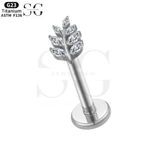 SGYS1182 Σχεδιασμός φύλλων CZ Titanium Labret για χονδρική διάτρηση