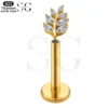 SGYS1182 Leaf Design CZ Titanium Labret for Wholesale Piercing - Image 2