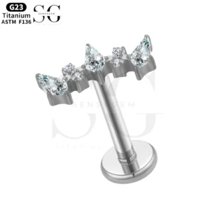 SGYS1183 Εναλλακτικά CZ Marquise & Στρογγυλό τιτάνιο labret