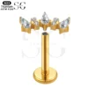 SGYS1183 Alternating CZ Marquise & Round Titanium Labret - Image 2