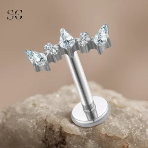 SGYS1183 Εναλλακτικά CZ Marquise & Στρογγυλό τιτάνιο labret