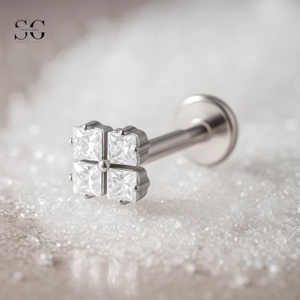 SGYS1186 Geometric Zirconia Titanium Labret Piercing