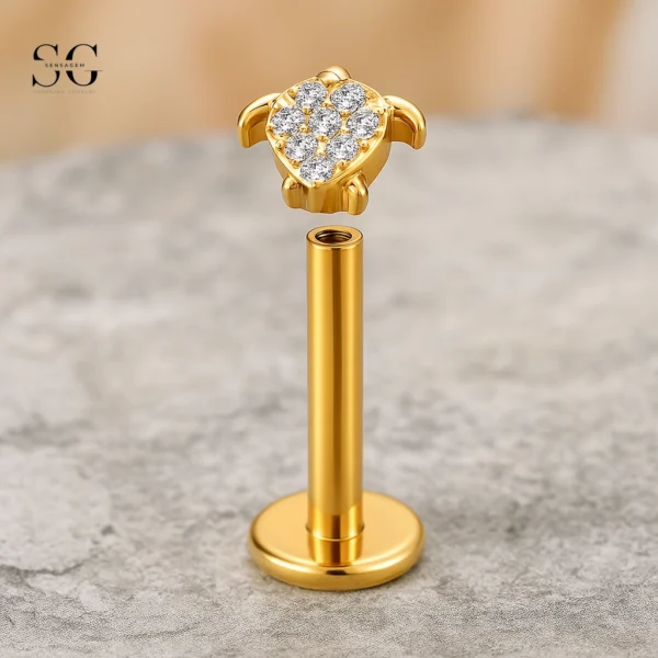 SGYS1190 Turtle-Shaped Titanium Labret for Piercing Supply - Image 2