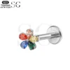 SGYS1193 Colorful Flower Labret in F136 Titanium