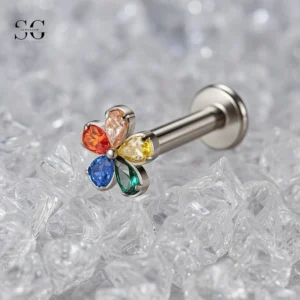 SGYS1193 Πολύχρωμο λουλούδι labret στο F136 Titanium