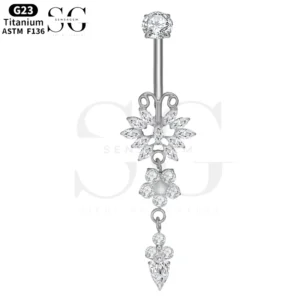 SGYS6042 Fashion Long Pendant Internally Threaded Belly Ring Wholesale