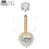 SGYS6045 Internally Threaded Belly Ring – Customizable Heart-Shaped Zircon, F136 Titanium - Image 2
