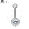 SGYS6045 Internally Threaded Belly Ring – Customizable Heart-Shaped Zircon, F136 Titanium