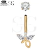 SGYS6046 Internally Threaded Belly Ring – Customizable Bow-Shaped Zircon, F136 Titanium - Image 2