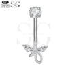 SGYS6046 Internally Threaded Belly Ring – Customizable Bow-Shaped Zircon, F136 Titanium