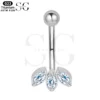 SGYS6050 Internally Threaded Belly Ring – Three Oval Zircon Gems, F136 Titanium