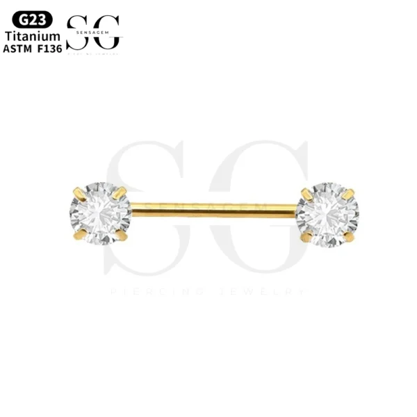 SGYS9031 Prong-Set Zircon Nipple Piercing Jewelry Titanium - Image 2