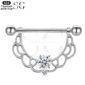 SGYS9035 Hollow D-Shaped Titanium Nipple Ring Wholesale