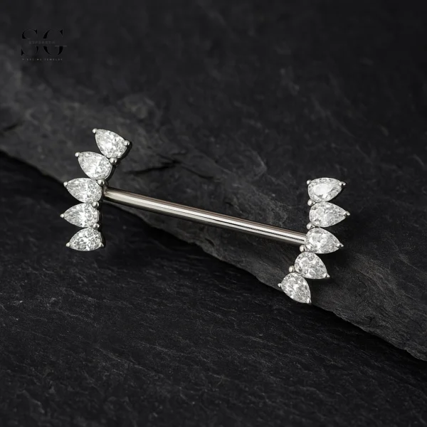 SGYS9040 - Double Gem Titanium Nipple Piercing Bulk