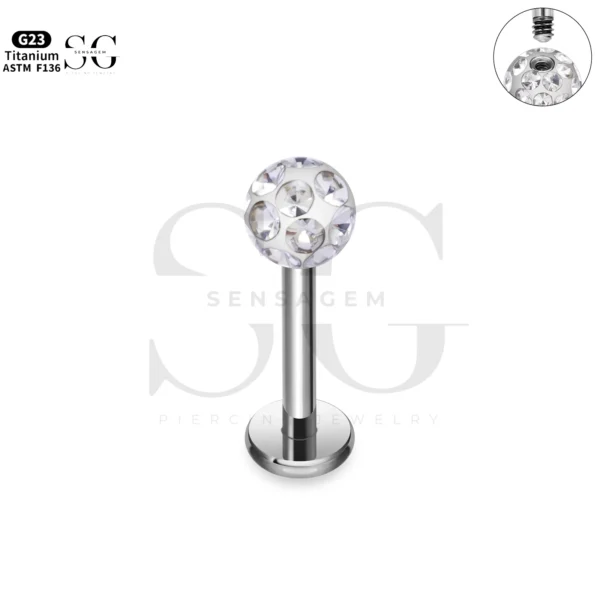SG1199 Titanium Ferido CZ Labret for Lip Piercing - Image 4