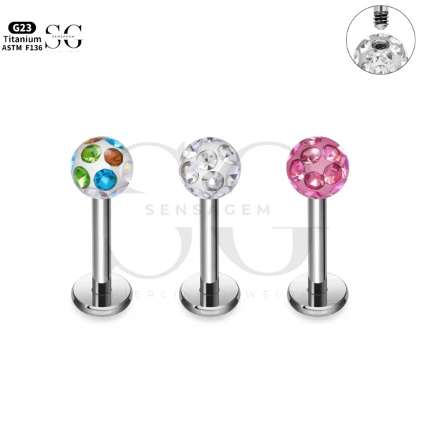 SG1199 Titanium Ferido CZ Labret for Lip Piercing
