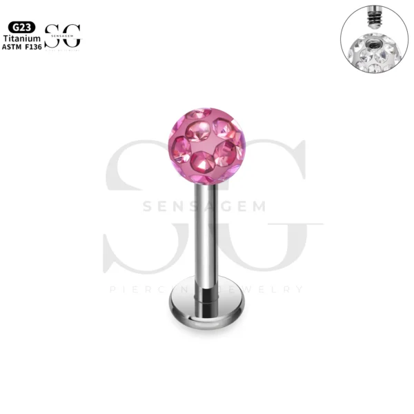 SG1199 Titanium Ferido CZ Labret for Lip Piercing - Image 3