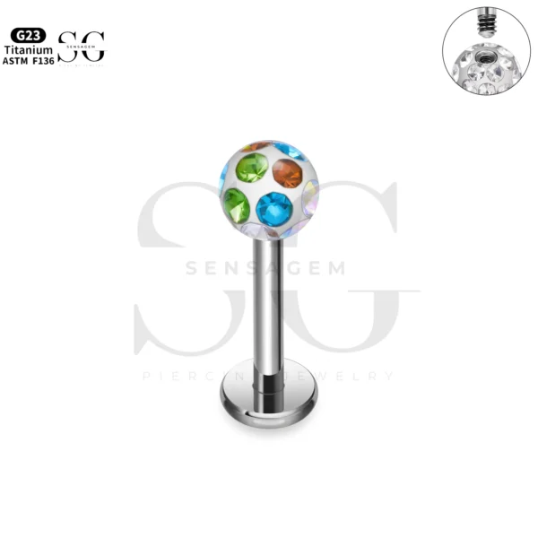 SG1199 Titanium Ferido CZ Labret for Lip Piercing - Image 2