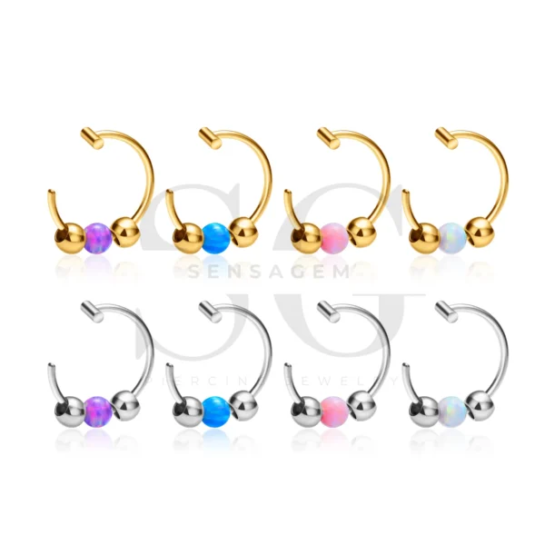 SG3115 Opal Nose Ring Hoop for Nose Piercing Jewelry