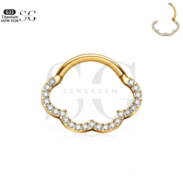 SG3208 Titanium Cloud Nose Ring with Gem for Nose Piercing - Image 2