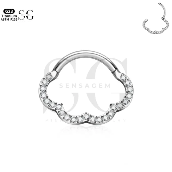 SG3208 Titanium Cloud Nose Ring with Gem for Nose Piercing