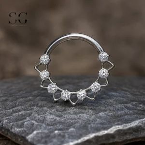 SG3209 anillo de nariz de circón hueco en oro para perforar la nariz