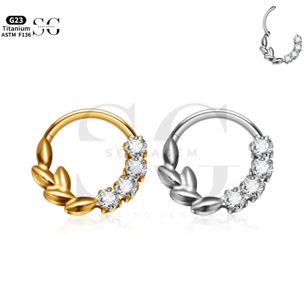 SG3210 Floral Hoop Nose Ring in Gold for Nose Piercing