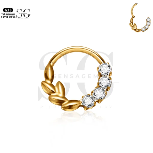 SG3210 Floral Hoop Nose Ring in Gold for Nose Piercing - Image 2