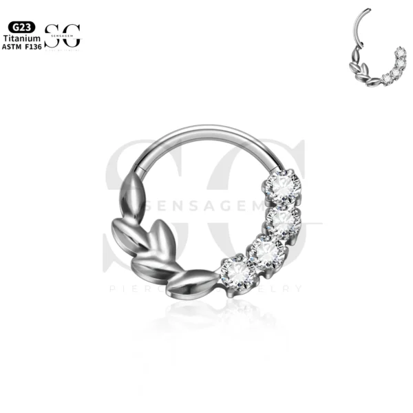 SG3210 Floral Hoop Nose Ring in Gold for Nose Piercing - Image 3
