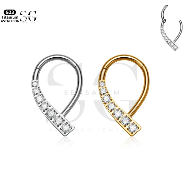 SG3211 Oval-Shaped Nose Ring with Zircon for Nose Piercing