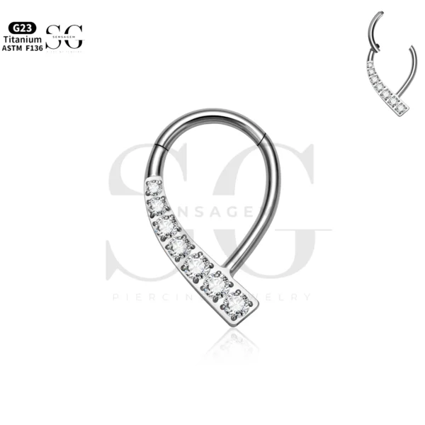 SG3211 Oval-Shaped Nose Ring with Zircon for Nose Piercing - Image 3