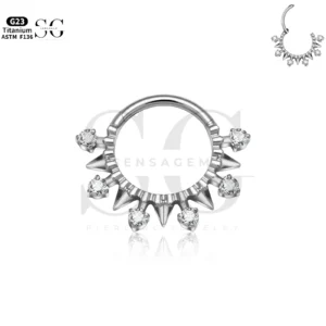 SG3216 Tri-Prong Round Zircon Nose Ring for Nose Piercing on a Man