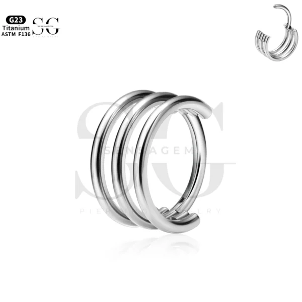 SG3218 Triple Ring Titanium Nose Ring for Men Nose Piercing - Image 4