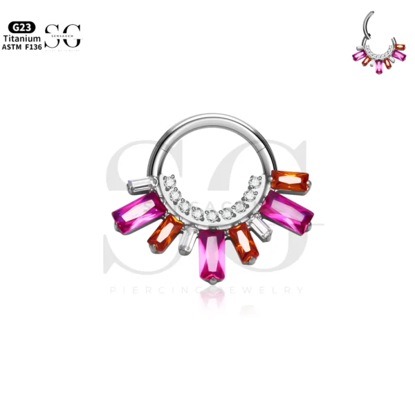 SG3223 Tri-Color Zircon Nose Ring | Diamond Nose Stud Jewelry
