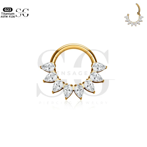 SG3224 Marquise Zircon Titanium Diamond Nose Ring - Image 2