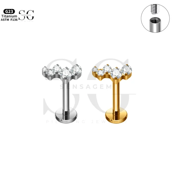 SG4260 Five Zircon Threaded Labret Piercing for Men