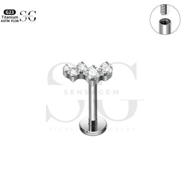 SG4260 Five Zircon Threaded Labret Piercing for Men - Image 2
