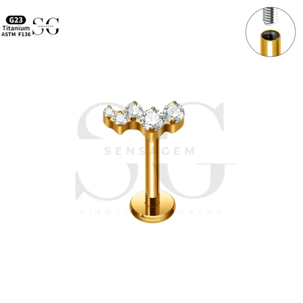 SG4260 Five Zircon Threaded Labret Piercing for Men - Image 3