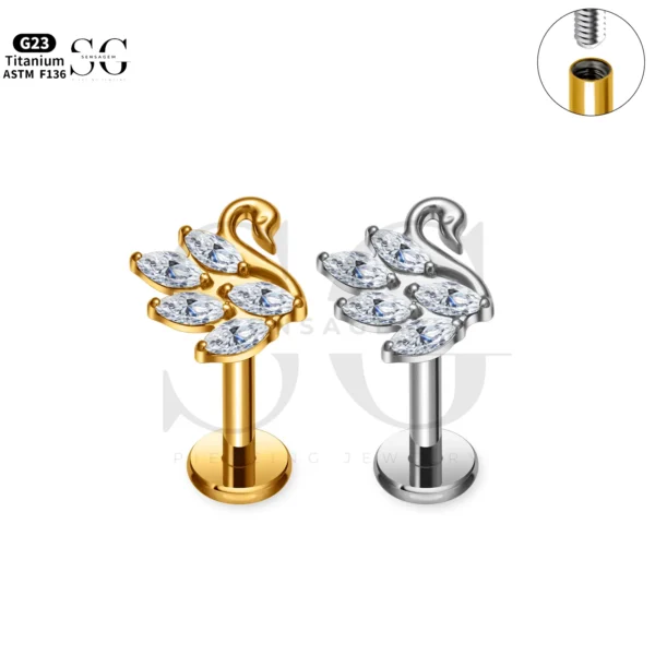 SG4262 Swan Shape Zircon Labret Piercing Nose Jewelry