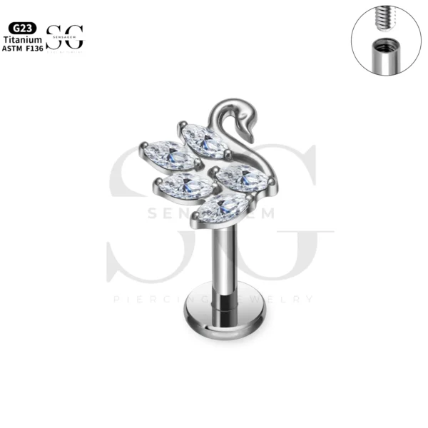 SG4262 Swan Shape Zircon Labret Piercing Nose Jewelry - Image 2
