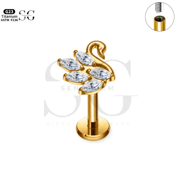 SG4262 Swan Shape Zircon Labret Piercing Nose Jewelry - Image 3
