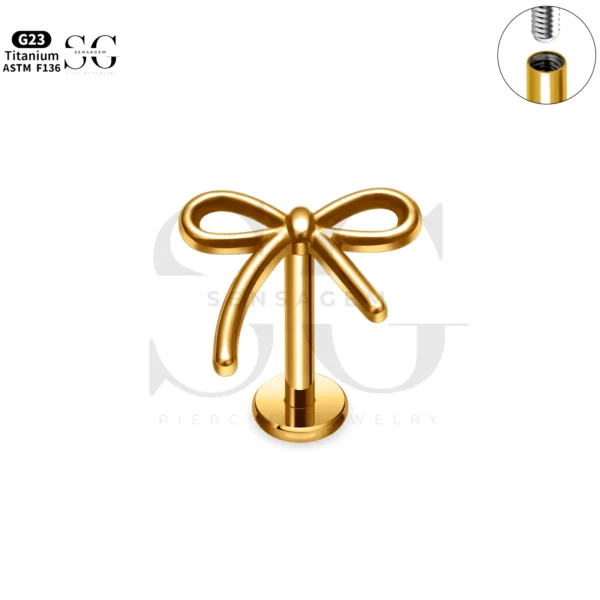 SG4265 Titanium Bow Jewelry Labret Piercing - Image 2