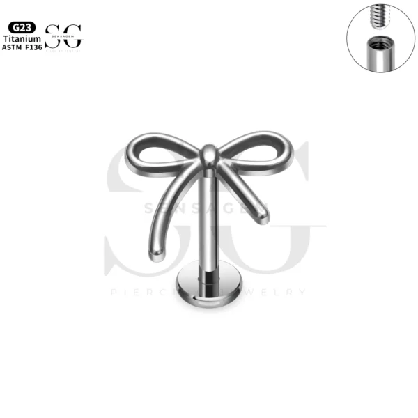 SG4265 Titanium Bow Jewelry Labret Piercing - Image 3